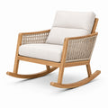 Gepolsterter Schaukelstuhl aus Holz mit Geflecht, Natur/Beige, 98 × 75 × 90 cm