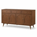 Sideboard aus Holzwerkstoff, Braun und Messingfarben, 180 × 40 × 90 cm, mit 3 Schubladen und 4 Türen