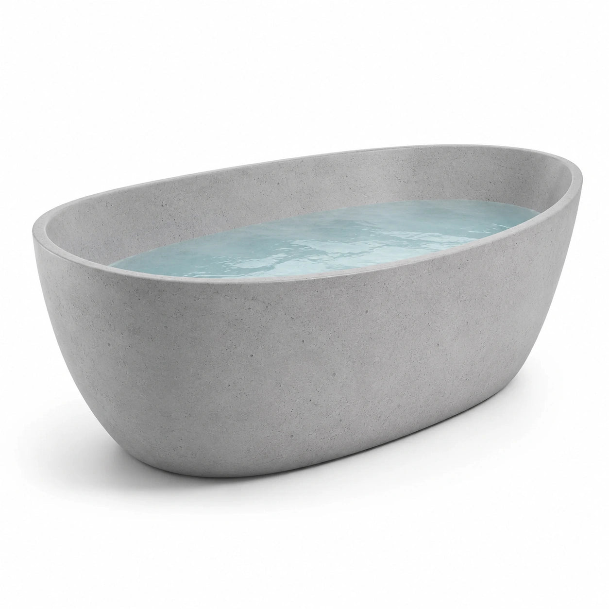 Freistehende ovale Badewanne aus Mineralwerkstoff, Grau, 170 × 80 × 58 cm