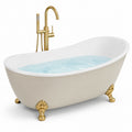 Freistehende Acryl-Badewanne 170 × 78 × 72 cm in Beige, Weiß und Goldfarben