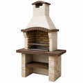 Gartengrill mit Kamin aus Beton, 110 × 65 × 210 cm, Beige/Braun/Silber, für Holzkohle, rustikales Design