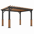 Gartenpergola mit offenem Lamellendach, 400 × 300 × 250 cm, Schwarz und Braun