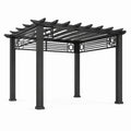 Metall-Pergola mit offenem Lamellendach, 300 × 300 × 250 cm, Schwarz