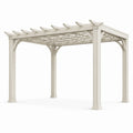 Freistehende Pergola aus Kunststoff in Cremeweiß, 427 × 305 × 244 cm, mit offenem Lamellendach